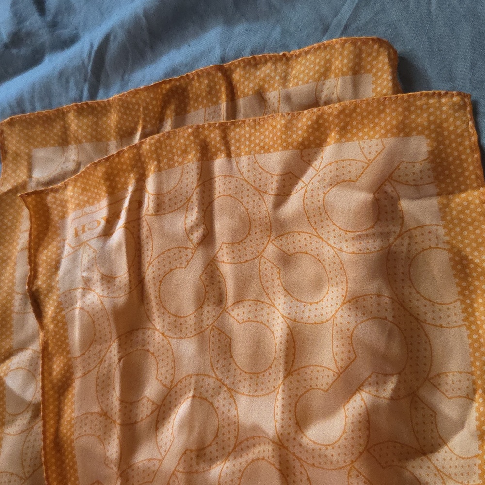 Euc: Coach Orange Patterned Scarf - image 5